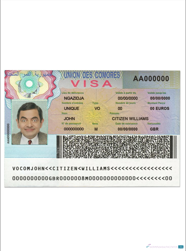 Download Union des Comores travelling visa Photoshop template